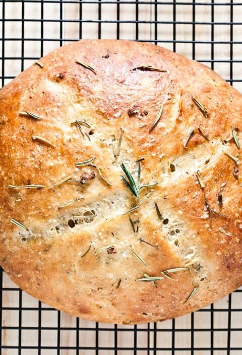 Rustic No-Knead Rosemary Garlic Bread