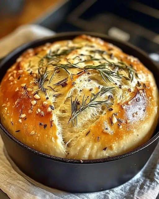 No-Knead Rustic Garlic Thermomix Bread